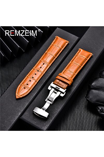 Choice سوار ساعة من جلد العجل الأصلي بني فاتح مقاس 22 مم، سوار ساعة بديل للأع...
