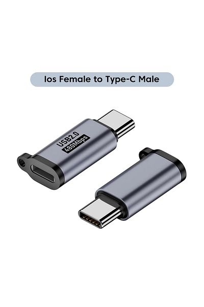 BSN 1pcs Lightning To C Micro USB To Type C Adapter Mini USB To USB C 480Mbps Fast Data Charging Connect