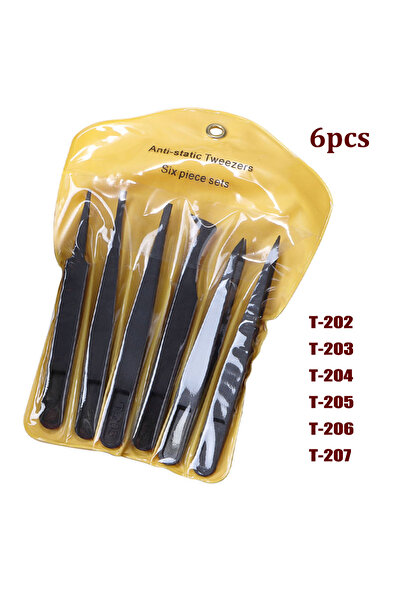 Choice 6 قطع مع العبوة، ملحقات الساعات، ملاقط من ألياف الكربون، أدوات إصلاح الساعات، بلاستيك أسود مضاد للكهرباء الساكنة