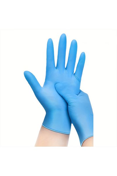Choice S Blue-100PCS 50/100PCS Blue Nitrile Gloves Disposable Waterproof Blue Gloves Kitchen Dishwashing Pe