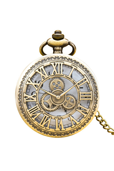 Choice ساعة جيب برونزية عتيقة من طراز Steampunk من البرونز مزودة بقطع نحاسية وقلادة وسلسلة ساعة من الكوارتز