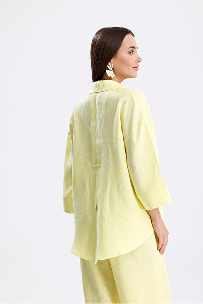 COLLECTİON Gabriel Double Linen Summer Suit Wide Trousers Loose Shirt
