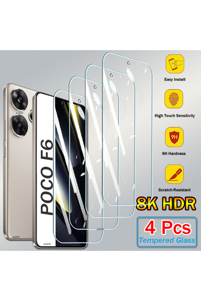 Choice21 4Pcs Glass POCO F6 4Pcs Tempered Glass For POCO F6 X6 F5 X5 Pro X4 F...