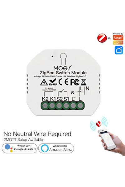 MOES مفتاح إضاءة ذكي 1 عصابة على شكل حرف L من MOES Tuya ZigBee 3.0 وحدة مرحل مفتاح إضاءة ذكي 1/2/3 عصابة Smart Life/Tuya App