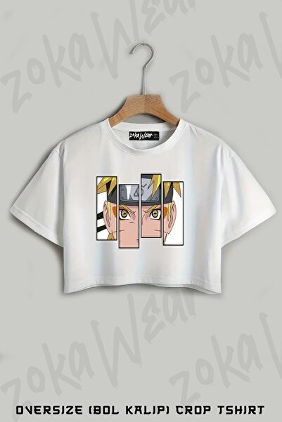 ZOKAWEAR Tricou crop oversize cu imprimeu Naruto