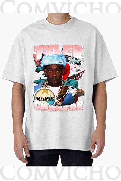 COMVİCHO تي شيرت كبير الحجم مطبوع بتصميم تايلر كريتور v6 للجنسين