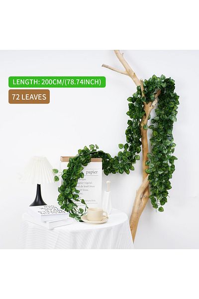 Choice 1pcs Watermelon leaf 1Pc 200Cm Green Vine Silk Artificial Ivy Hanging Leaf Garland Plant Creeper Lea