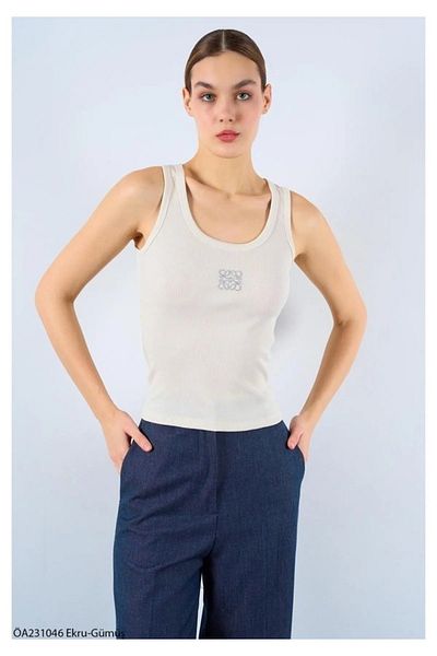 My Blog Ecru Silver Embroidered Undershirt