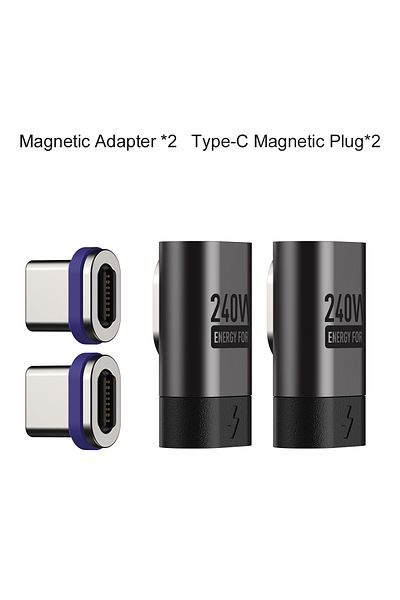 Choice 90D Adapter2 Plug2 240W Magnetic Right Angle USB C Male to USB C Female Adapter 90 Degree PD3.0 Fast