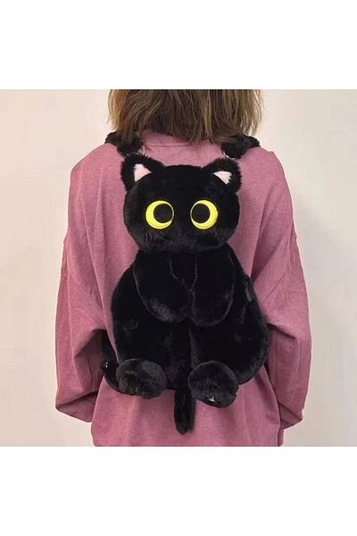 Choice black cat 40cm Kawaii Big Eyes Cat Plush Toy Backpack Cute Large-capacity Stuffed Animals Bags Boys