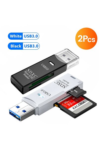 Choice 2PCS USB 3.0 NNBILI new 2pcs Card Reader USB3.0/2.0 To SD TF Memory Adapter High Speed TF Memory 2 I