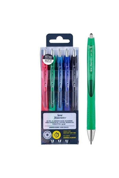 Serve Xberry 0,7mm Yuvarlak Uç 5 li Pet Jel Kalem