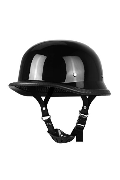 Choice خوذة نصف دراجة نارية سوداء لامعة L 307 خوذة ألمانية عتيقة من الجلد كاسكو موتو للدراجات النارية مفتوحة F