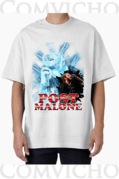 COMVİCHO تي شيرت مطبوع بتصميم Post Malone v9 للجنسين