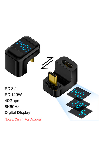 Choice U Shape Black PD 140W USB-C Male to Female Connector 40Gbps 8K@60Hz 90...