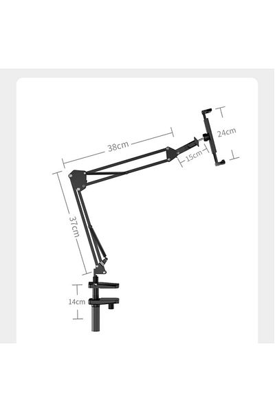 Choice Black Tablet Stand Rotatable Phone Stand Long Arm Metal 180° Adjustable Holder For iPad Pro Mini Air