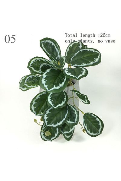 Choice 05 Artificial Turtle Back Leave Plant Rattan Potted Ornament Simulation Watermelon Leaf Green Vine B