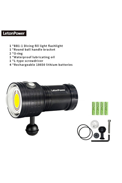 Choice مصباح BB1-1BT LetonPower للتصوير تحت الماء، إضاءة 12000 لومن، مصباح COB LED للغوص