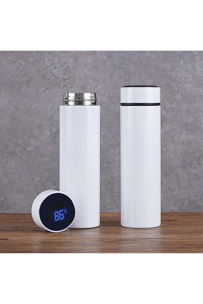 ZERYA Van City Illustrated Digital Display Steel Thermos - 450 ml - Van Akdamar Church Thermos