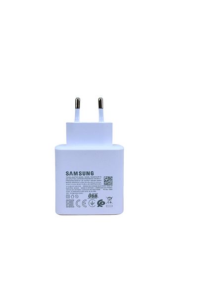 Samsung شاحن الاتحاد الأوروبي الأصلي باللون الأبيض، شاحن سامسونج S24 Ultra، محول شحن سريع 45 وات لهاتف Galaxy S23 S22 Note2