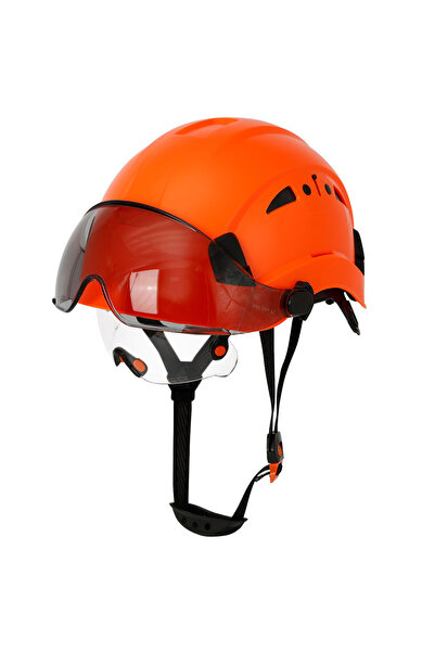 Choice1 خوذة أمان CR08 برتقالية اللون حاصلة على شهادة CE، مزودة بواقٍ للعين و...
