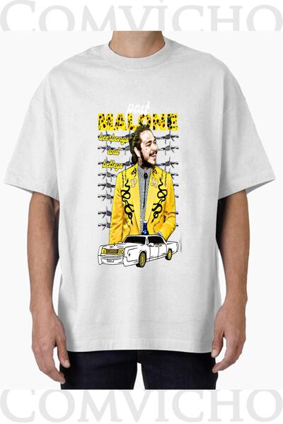 COMVİCHO تي شيرت مطبوع بتصميم Post Malone v7 للجنسين