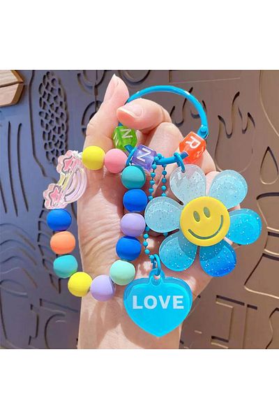 Choice AFU944 Creative rainbow cartoon sunflower bracelet beaded keychain female couple bag car pendant fas