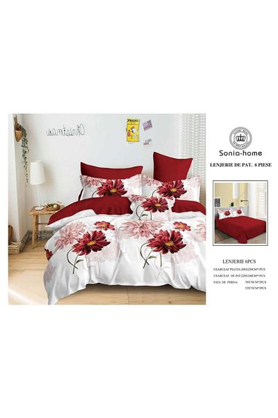 Sonia-home 6-piece satin cotton underwear – Sonia Home Damascus Dahlia Red