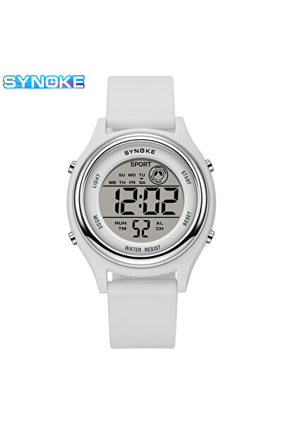 Choice ساعة SYNOKE بيضاء ملونة للأطفال مزودة بسبعة أضواء رياضية رقمية للطلاب مقاومة للماء للأطفال