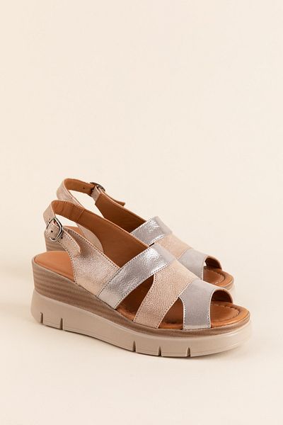 Gondol Genuine Leather Colorful Combination Wedge Heeled Sandals Mlk.5808