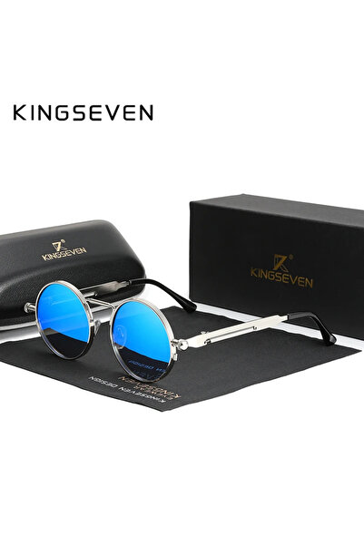 Choice نظارات شمسية أصلية من كينجسيفين، فضية وزرقاء، بتصميم غوطي، بتصميم ستيم...