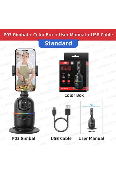 Choice P03 Stand Photography AI Intelligent Face Tracking Stand for Smartphone Live Broadcast, 360 Desktop
