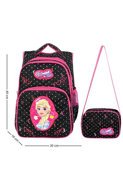 KAFF Black Ice Girl Patterned Primary School Bag and Nutrition Girl's Set of 2 Primary School Bags - 24001