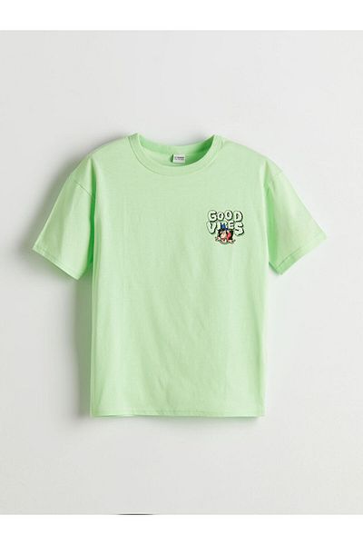 LC Waikiki Νέα σεζόν Crew Neck Nostalgic Monkey Printed Boy's Tisort - S5H002Z4