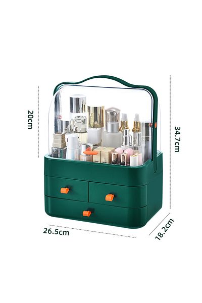 Choice green 1pc Cosmetics Receiving Box Dust-Proof Desktop Makeup Organizer with Drawer for Skin Care Prod