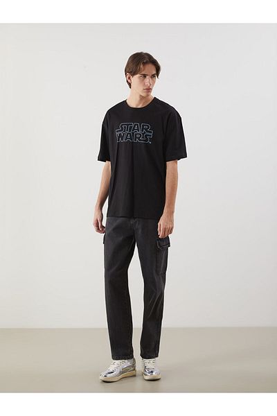 LC Waikiki Νέα σεζόν Crew Neck Star Wars Ανδρικό Tisort με στάμπα από βαμβακερό χτενισμένο - S5IB14Z8
