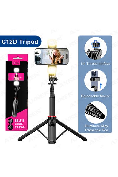 Choice C12D Selfie Tripod AXNEN Mobile Phone Tripod C12/C13 Tipods for Cellphone Gopro Action Camera, 1325m