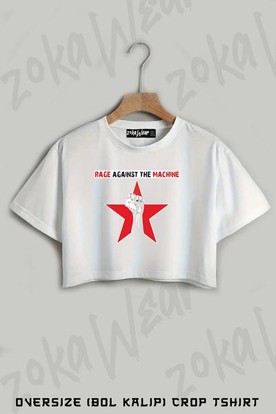 ZOKAWEAR Rage Against the Machine Printed Oversize Crop T-Shirt