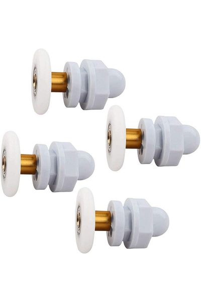 BOEM Set of 4 shower cabin rollers, Plastic/Copper, 42 x 23 mm, White/Gold