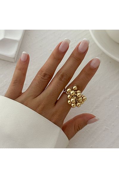 Choice Gold Color IngeSight.Z Creative Design CCB Small Ball Ring for Women Men Trending Irregular Metal Op