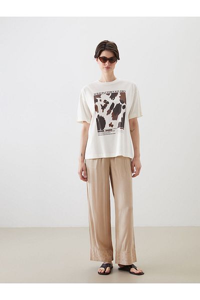 LC Waikiki New Season Crew Neck Printed Oversize Women's T-Shirt - S5Pi58Z8