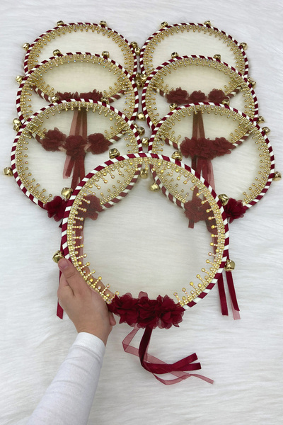 ZEYMERADE Bordo Gelin Nedime Tefi, Çiçek Ve Sultan Taşlı, Düğün Kına Gecesi B...