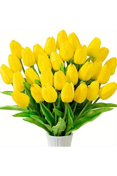 Choice 13 Yellow 5/7/9/11/13 Bundles Vibrant Real Touch Artificial Tulips -Faux Flowers - &Home Accent - We