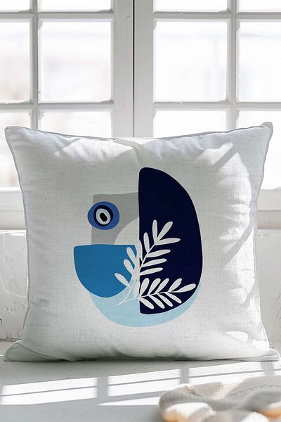Cango Home White Blue Evil Eye Bead Modern Patterned Digital Printed Throw Pillow Case Cgh1401