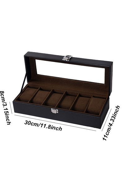 Choice Brown 6 Positions DELESYS 2/3/4/5/6/8/10/12 Slots PU Leather Watch Box Traditional Style Watch Stora