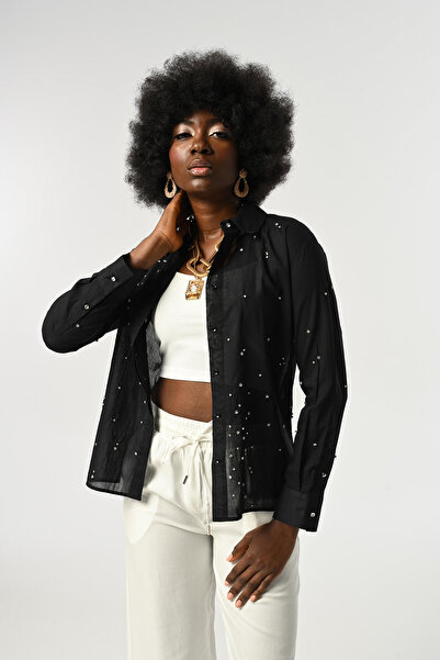 Orfeo Negro Women's Stone Embroidered Thin Shirt