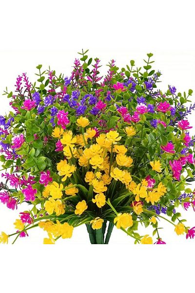 Choice 12bundlesMixed color 12 Bundles Artificial Flowers,Outdoor UV Resistant Fake Flowers,Premium Oxidati