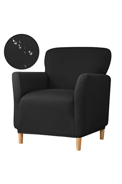 Choice غطاء أريكة أسود من الإسباندكس المرن، غطاء كرسي حوض الاستحمام، مقاوم للماء، أغطية أريكة النادي المرنة بلون سادة