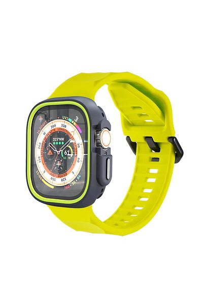 Choice 44mm Series SE 456 Fluorescent Silicone Sport Strap+Case for apple watch 9 8 7 6 SE 5 Ultra 2 Belt B