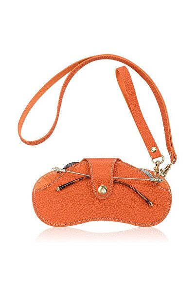 Choice orange PU Leather Handmade Glasses Bag Sunglasses Case Portable Myopia Protector Simple Hanging Neck